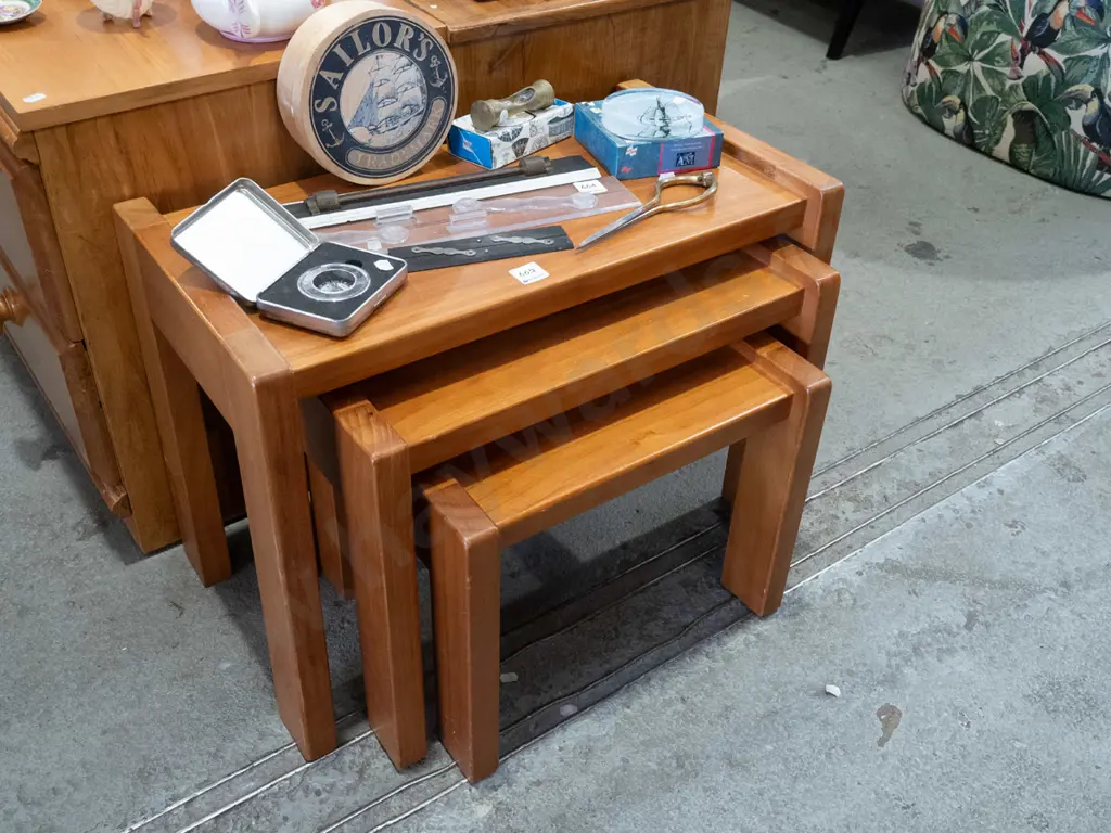 solid rimu nest of 3 tables Image 1++