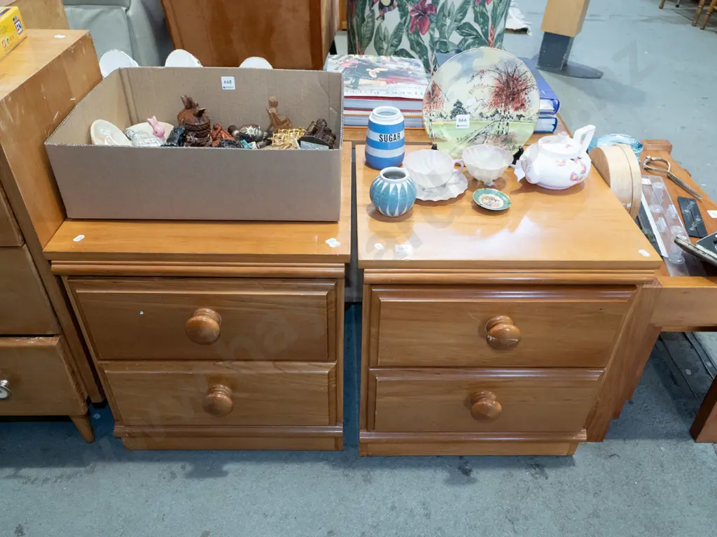pair of rimu and mdf bedside cabinets Image 1++