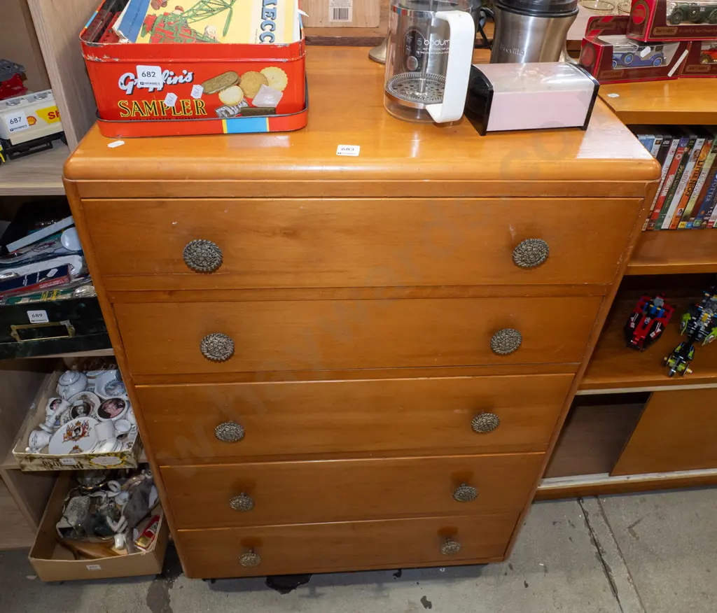 rimu 5 drawer chest H1020 W680 D410 Image 1++