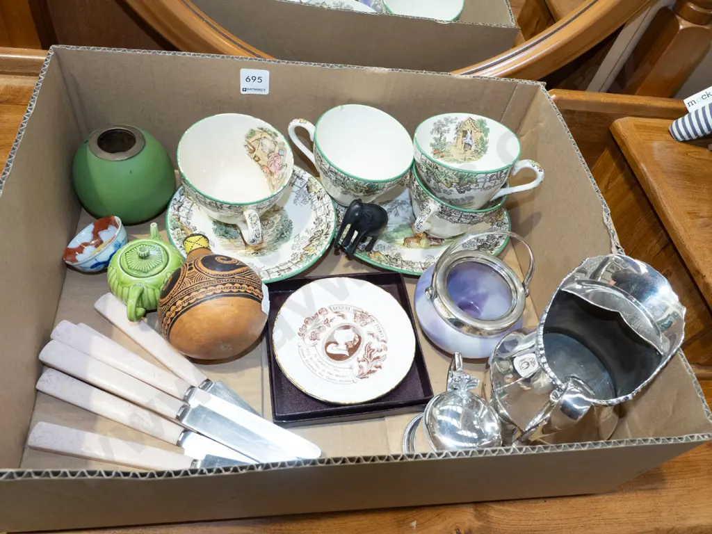 box; knives,plated jug, pin dishes etc Image 1++