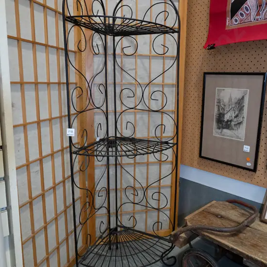 wrought metal 3 tier corner shelves