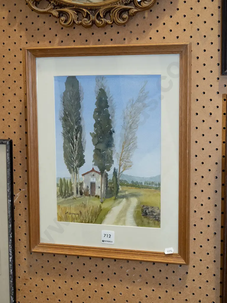 framed watercolour - country church Image 1++
