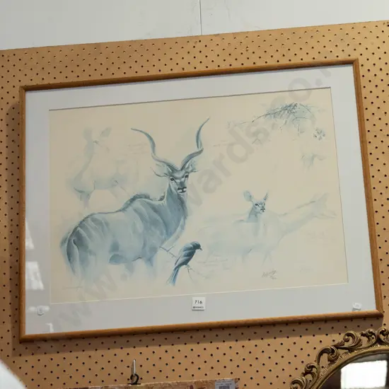 framed print - African animals - faded