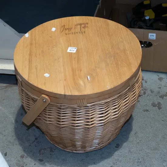 woven cane wood topped chilly bin