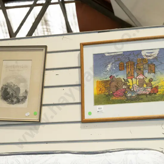 framed batik print, framed page from the Imperial Gazette of Scotland - green dots