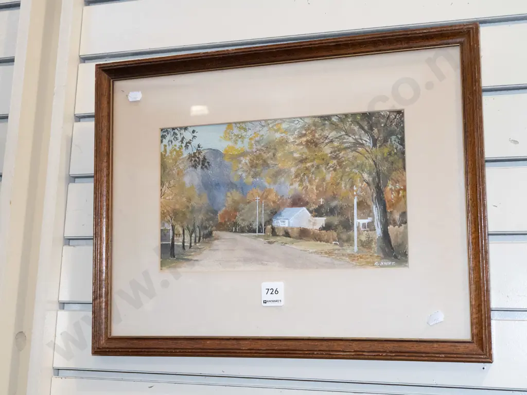 framed R Swift watercolour - Arrowtown Image 1++