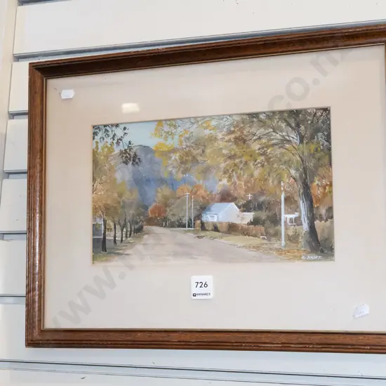 framed R Swift watercolour - Arrowtown