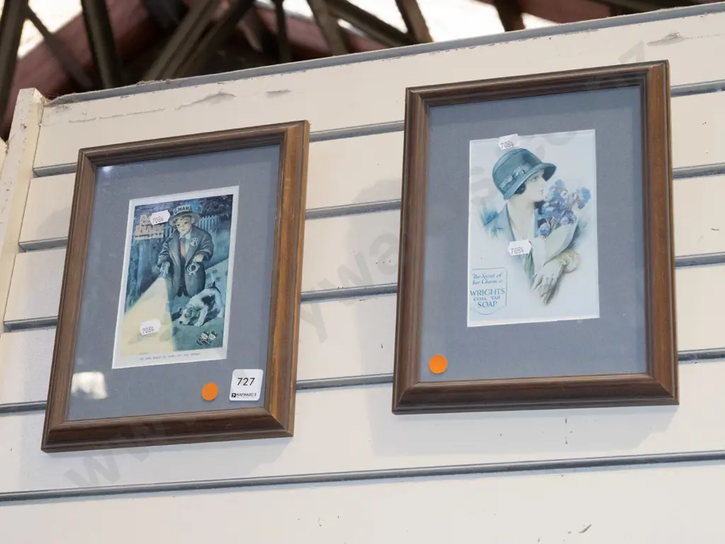 2x framed reproduction postcards - orange dots Image 1++