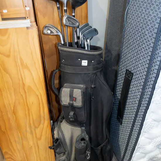 golf clubs and bag