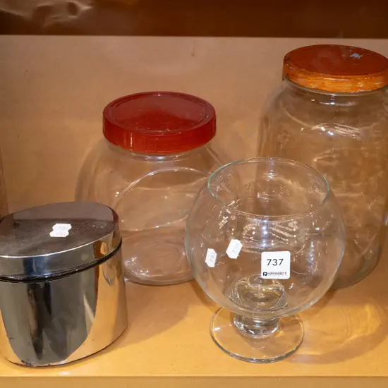 3x storage canisters, brandy balloon