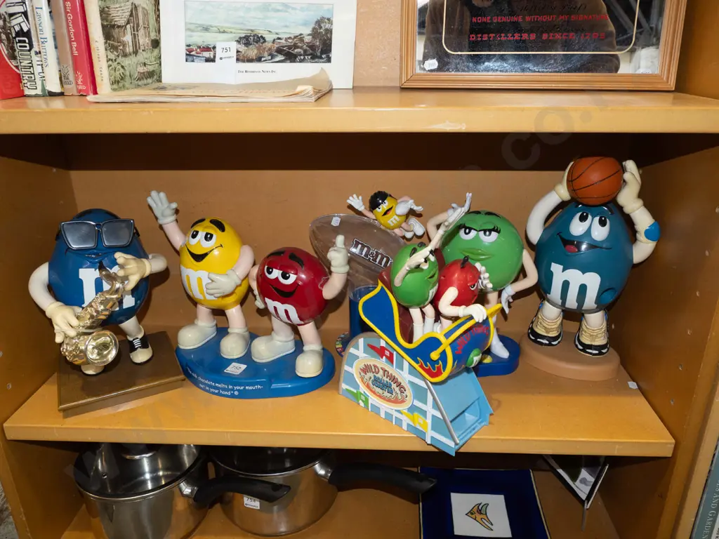 shelf; M&M promotional candy dispensers Image 1++