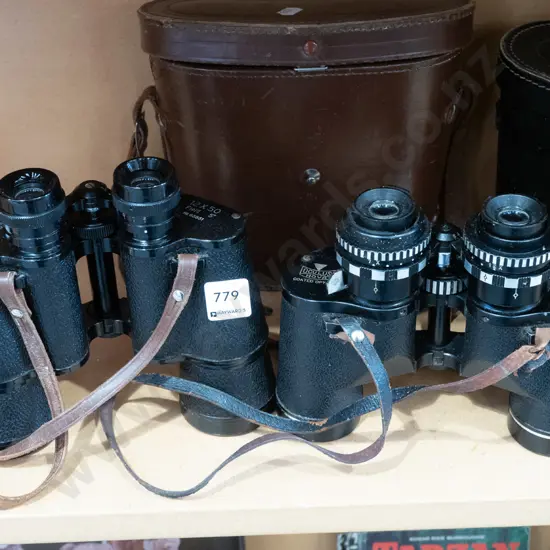 2x pairs of field binoculars and cases