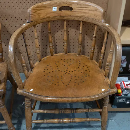 oak spindle back tub chair