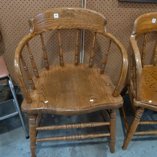 oak spindle back tub chair