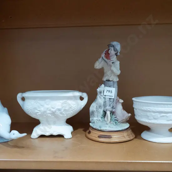 Nao goose, 2x white vases, boy figurine H220