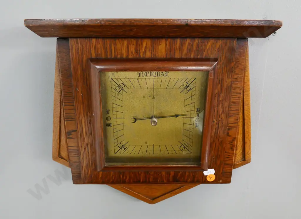 deco oak-cased wall barometer H-320 W-320 Image 1++