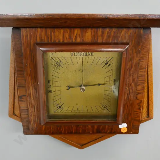 deco oak-cased wall barometer H-320 W-320