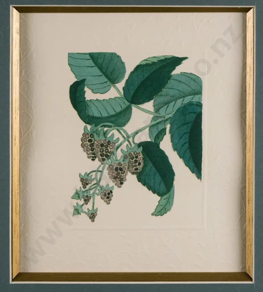 framed embossed print - blackberries H-170 W-150 Image 1++
