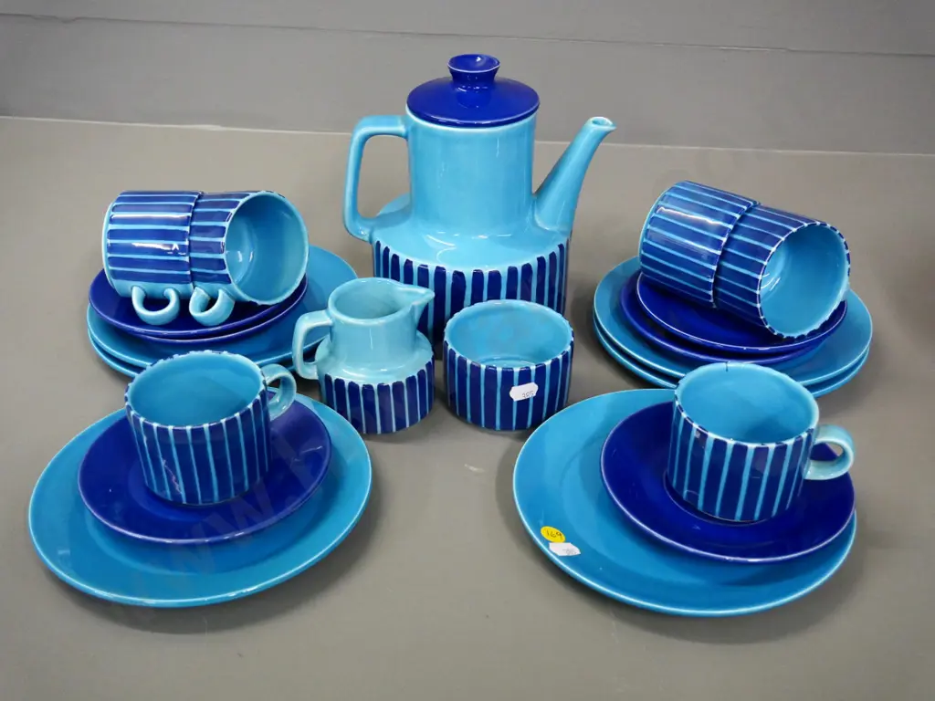 mid-century German pottery blue tea or coffee set Image 1++
