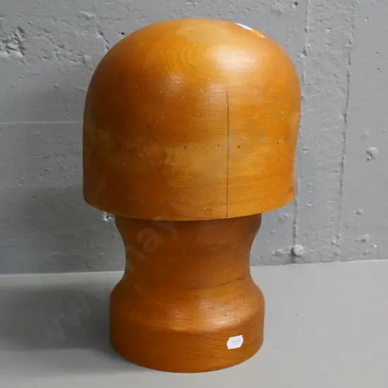 2-piece wooden hat block, marked Williamson Dunedin and size 22 1/2 H-300