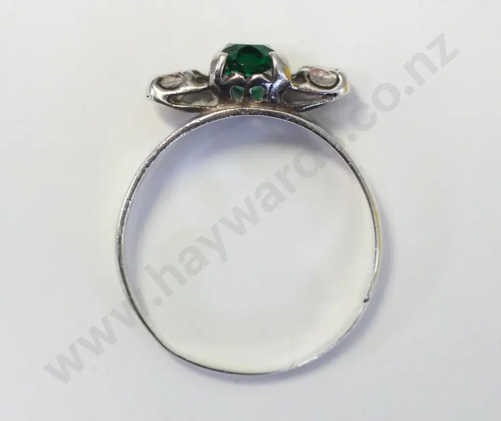 silver green stone dress ring stamped stg silver Image 1++