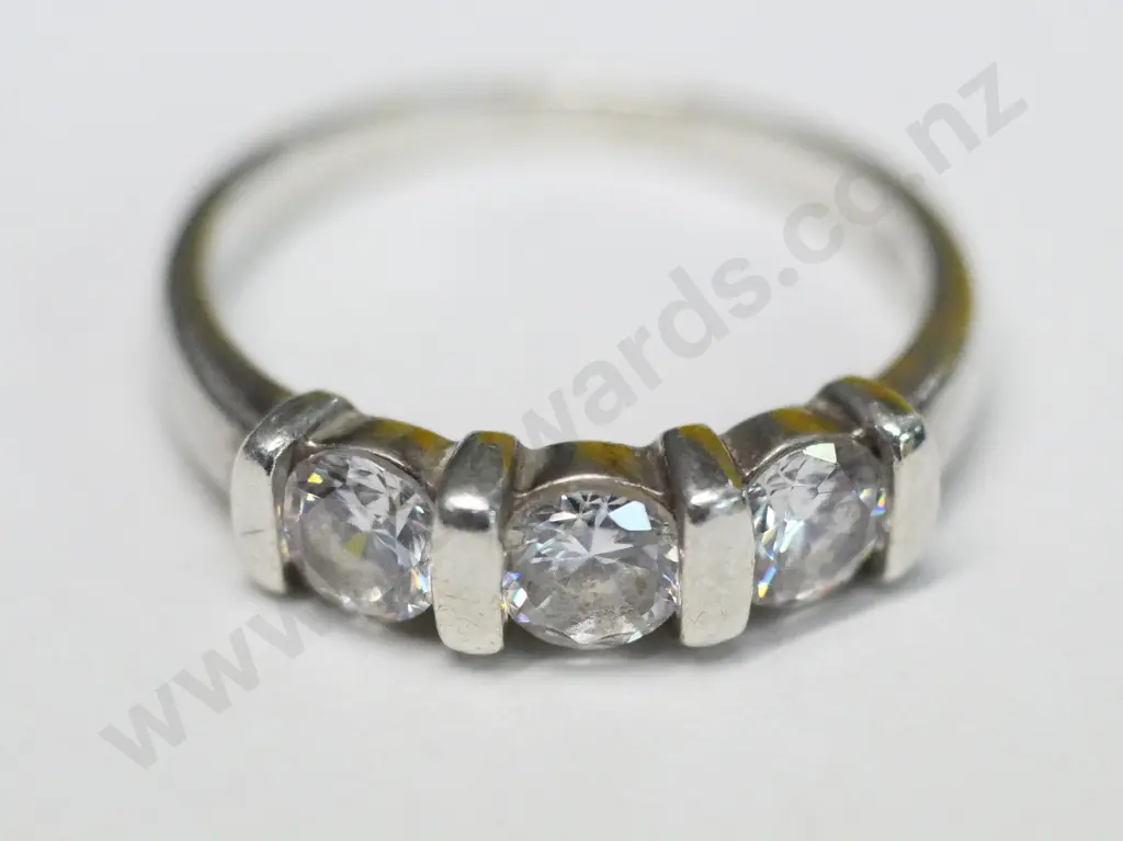 silver cz dress ring stamped 925 Image 1++