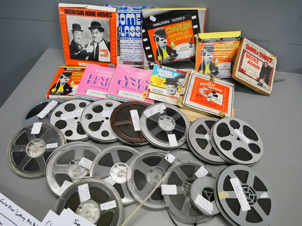 large assortment of 8mm and Super 8 cine films - Charlie Chaplin, Buster Keaton, Mickey Mouse etc. some w/original boxes Image 1++