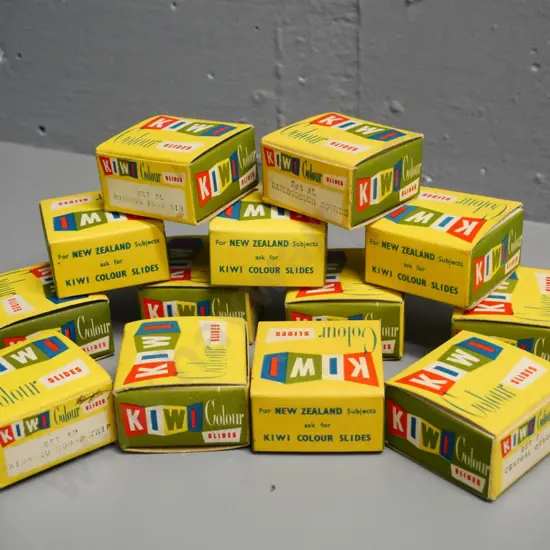 13 Kiwi Colour Slides souvenir 35mm film slide sets in original boxes - pub. AH & AW Reed - some fungus threads on film