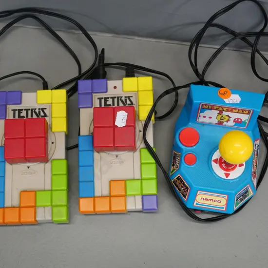 2 retro style plug-in TV video games - Radica Tetris with 2 controllers and a Nemco Ms. Pacman untested no returns