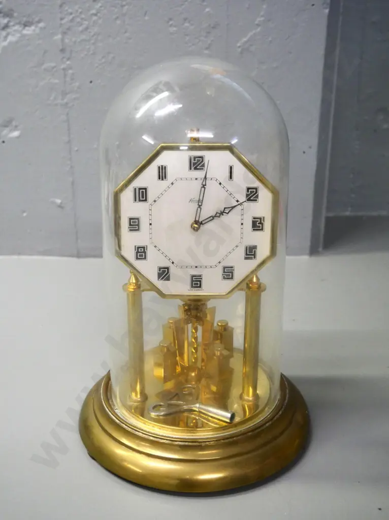 Kundo Germany brass anniversary clock with glass dome - may not be going H-330 Image 1++