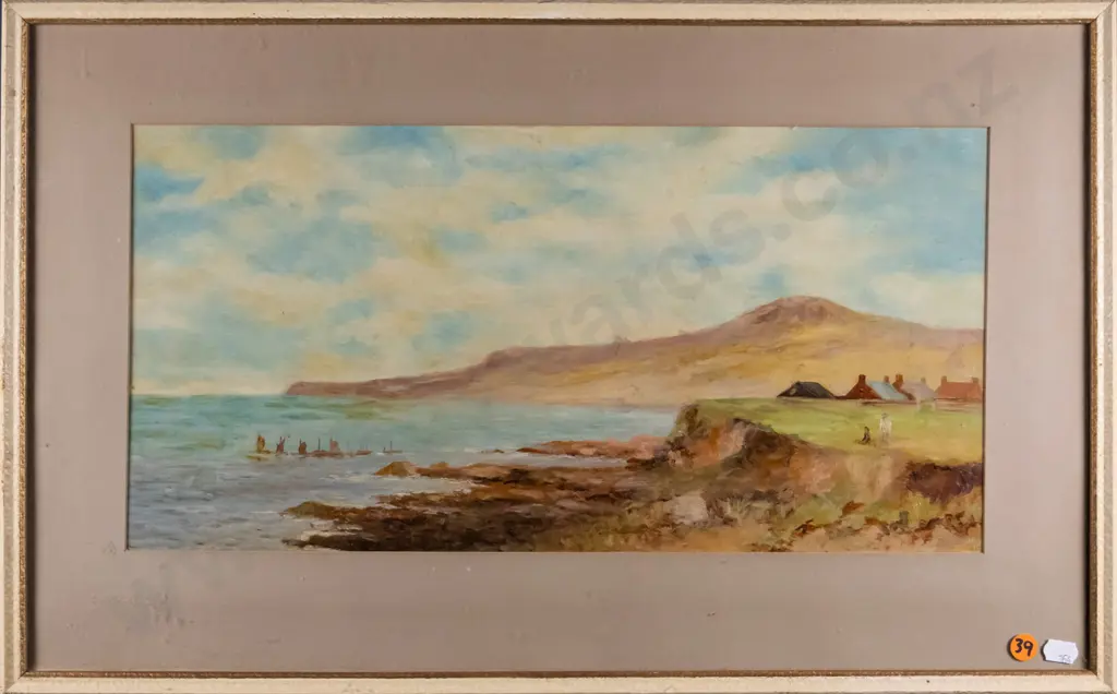 framed oil - coastal scene H-220 W-440 Image 1++