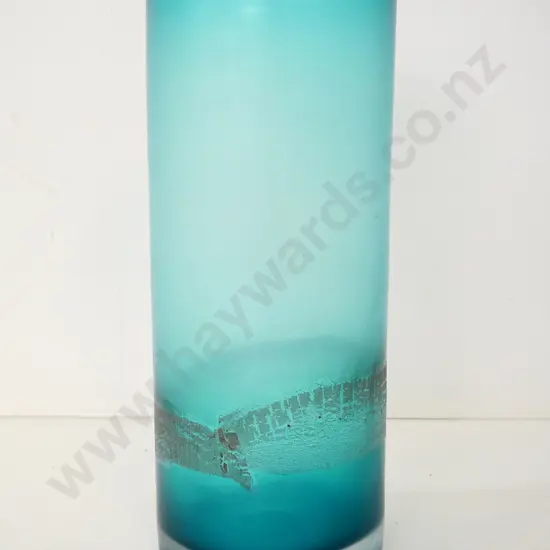 frosted teal art glass vase H-350 Diameter approx. 140