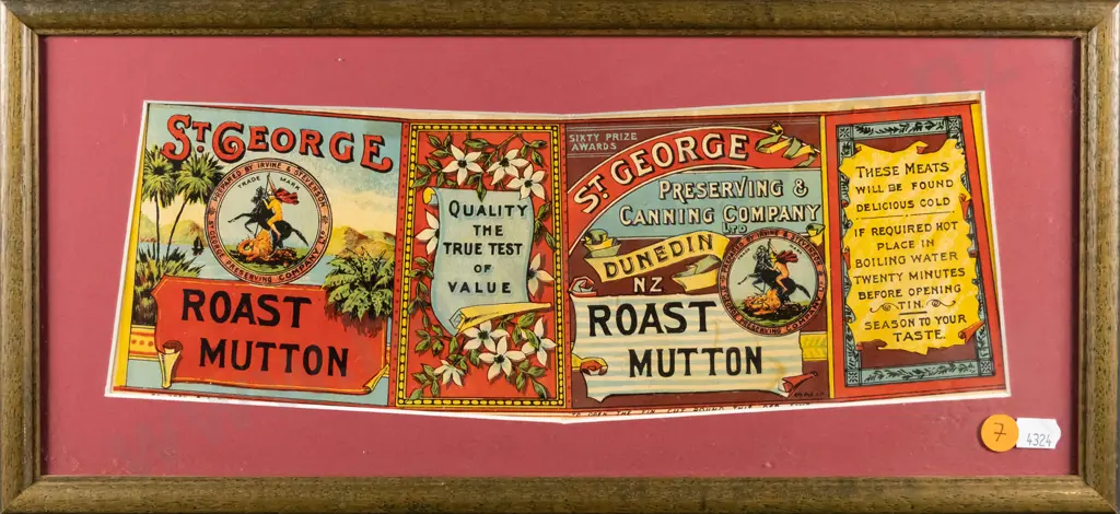 framed vintage St George Roast Mutton label 120 W-330 Image 1++