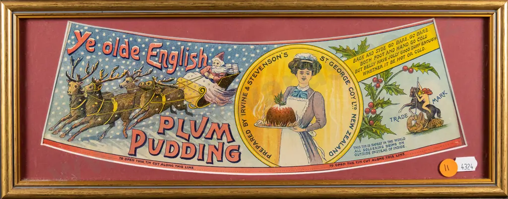 framed vintage Ye Olde English Plum Pudding label H-100 W-320 Image 1++