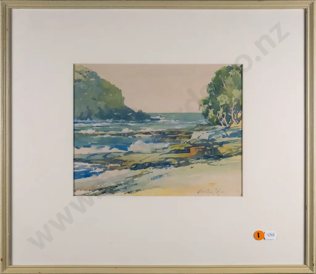 Charlton Edgar - framed watercolour - coastal scene H-190 W-230 Image 1++