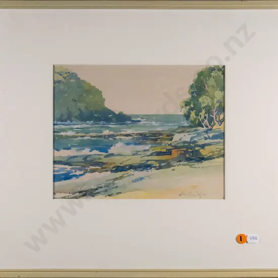 Charlton Edgar - framed watercolour - coastal scene H-190 W-230