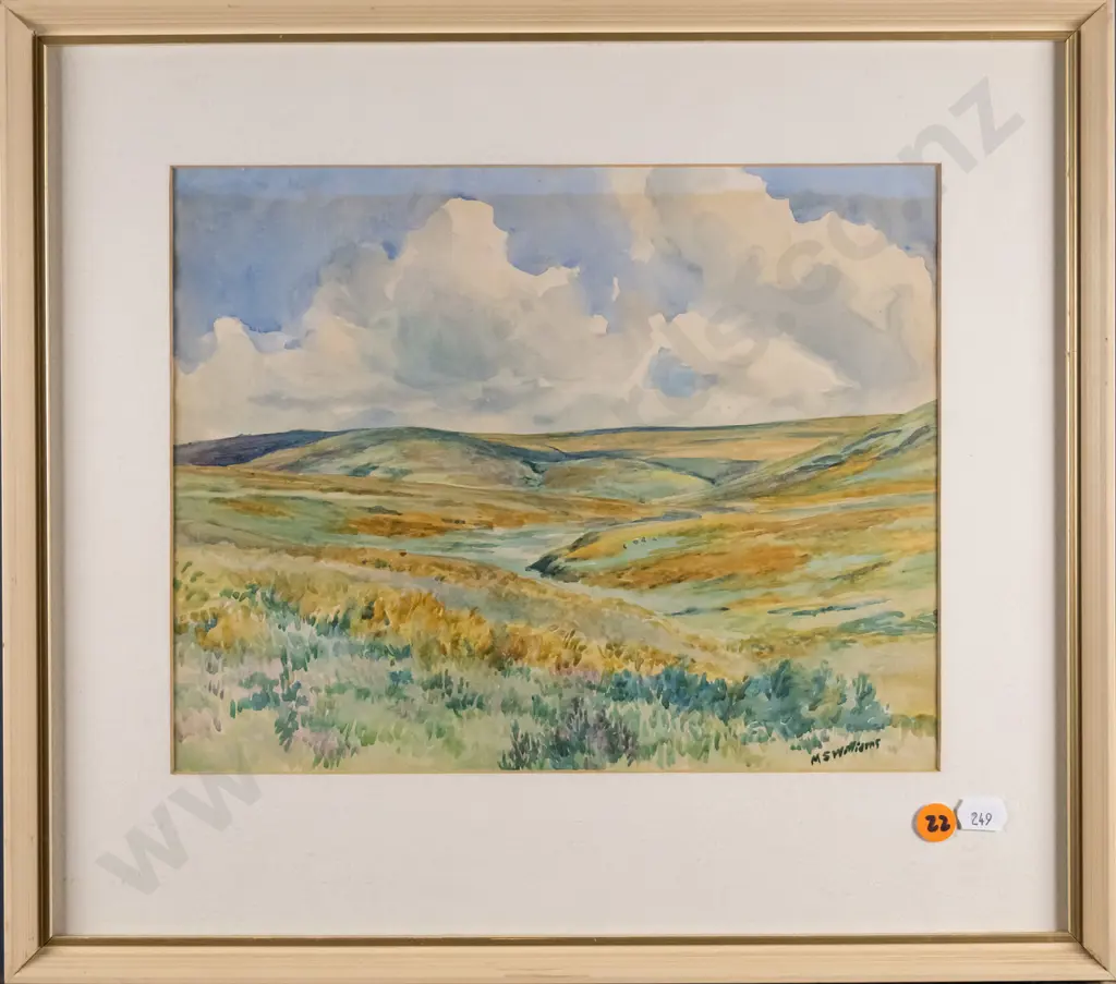 MS Williams - framed watercolour - landscape H-220 W-270 Image 1++