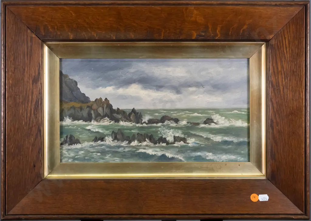 framed oil - coastal scene H-180 W-330 Image 1++