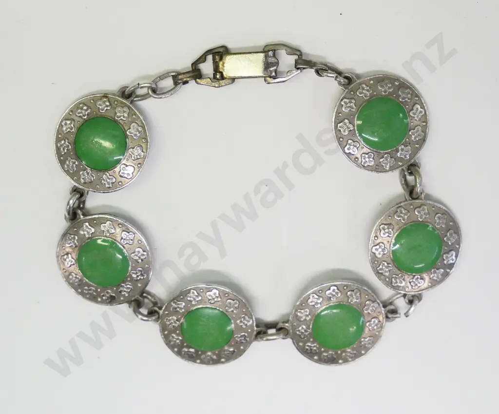 silver & green stone bracelet stamped 925 Image 1++