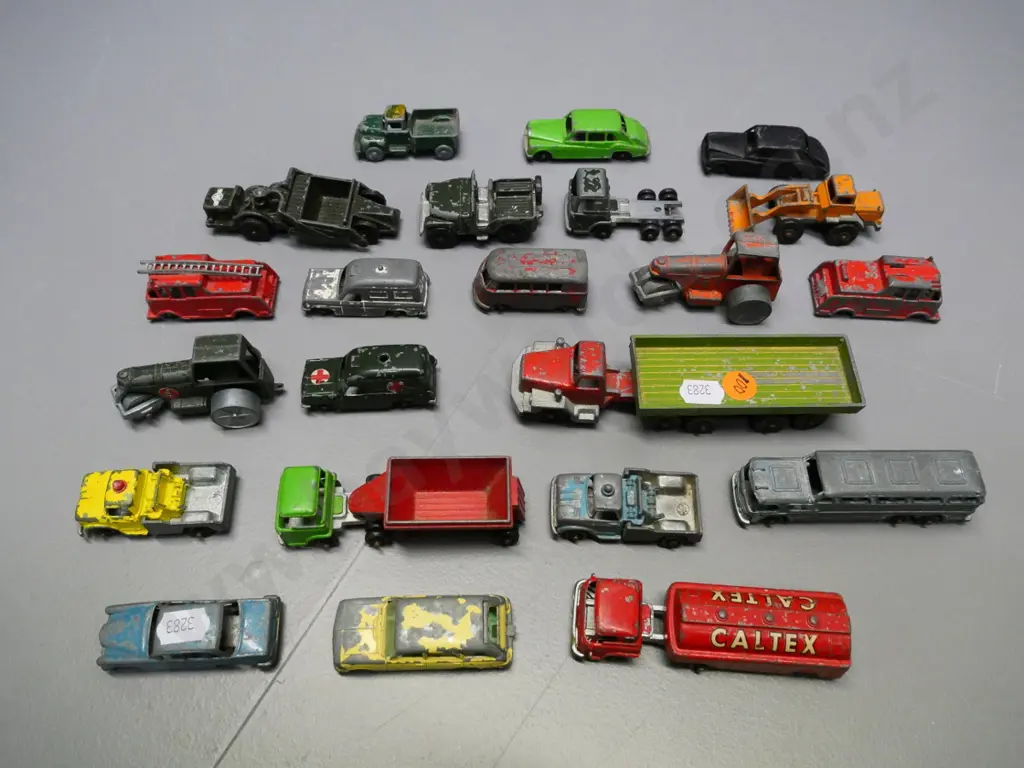 assorted Fun Ho small vintage die-cast model vehicles, in very play-worn condition plus 2 others Image 1++