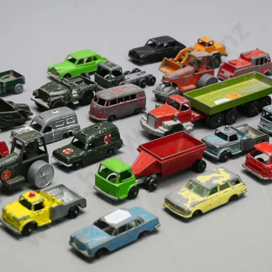assorted Fun Ho small vintage die-cast model vehicles, in very play-worn condition plus 2 others