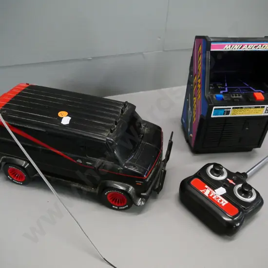 retro toys - Hitari remote control A-Team van & Tomy Mini Arcade Cosmic Clash game (both untested, no returns)