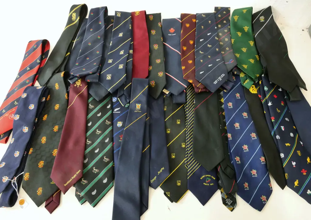 30 rugby themed neckties - various dates & New Zealand and overseas teams Image 1++