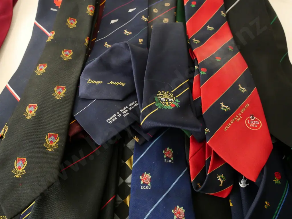 30 rugby themed neckties - various dates & New Zealand and overseas teams Image 1++