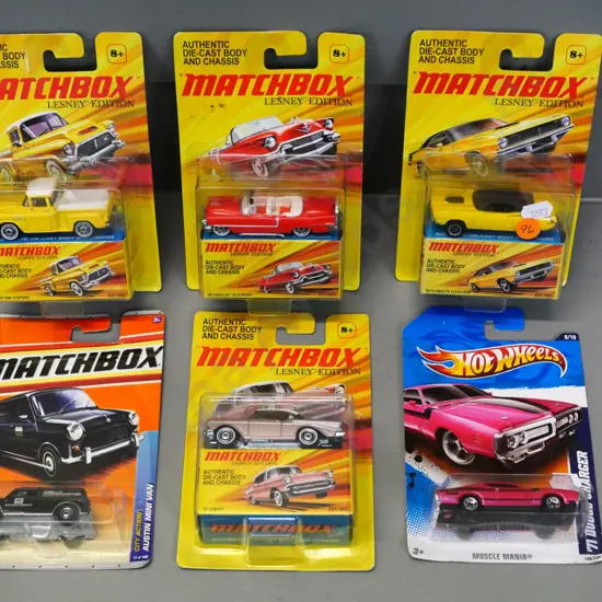 6 carded die-cast Matchbox model vehicles - all are 2011 vintage car releases
