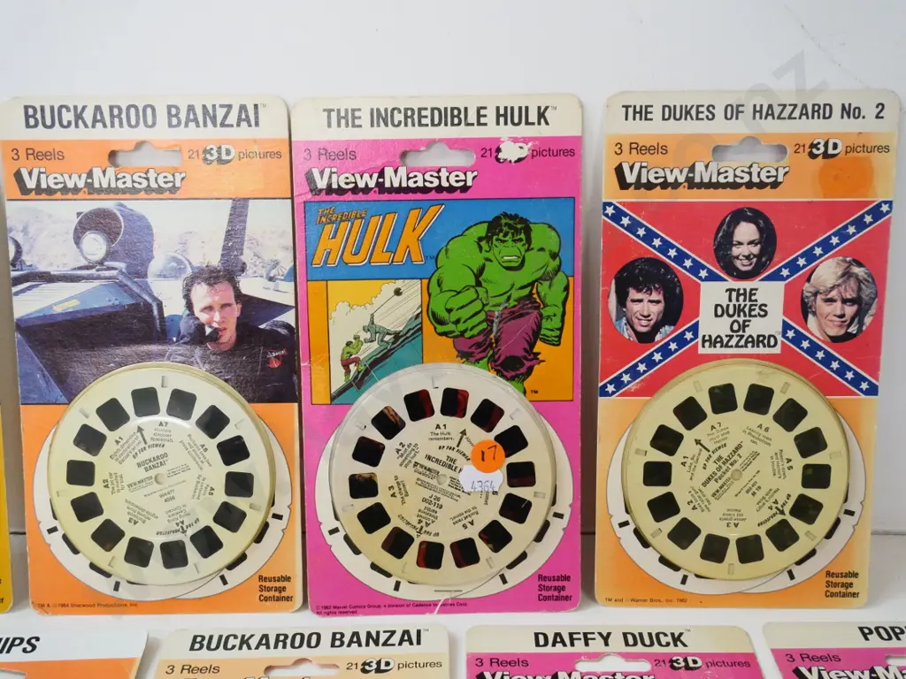 9 retro carded unopened Viewmaster 3-reel sets - Incredible Hulk, Chips, Popeye, etc. Image 1++