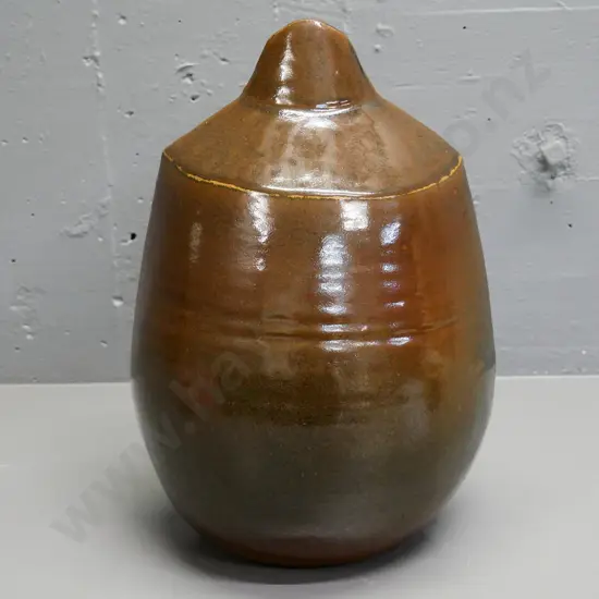 hand-potted vase with narrow opening H-350 D-200 W-260 at widest