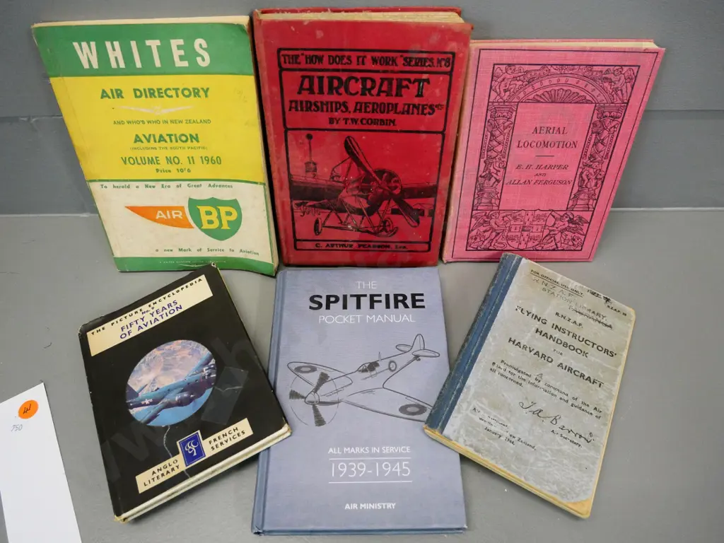 6 aviation books, some vintage - Spitfire manual, RNZAF instructor's handbook, etc. Image 1++