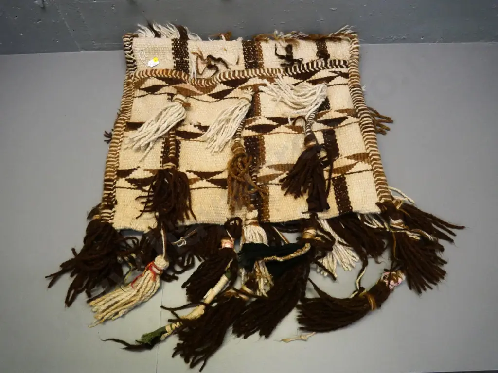 hand-woven heavy wool saddle bags - some damage to tassels 1600 overall width, 670 front to back Image 1++