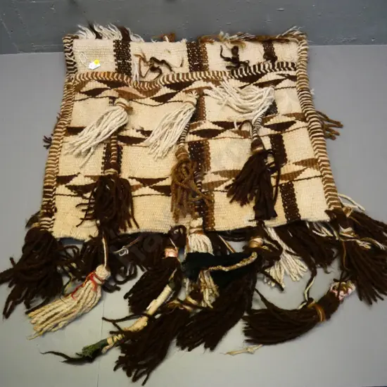 hand-woven heavy wool saddle bags - some damage to tassels 1600 overall width, 670 front to back